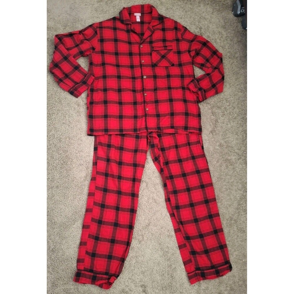WONDERSHOP Women's Flannel Pajama Set Large Red Plaid Women's Lumberjack Lounge